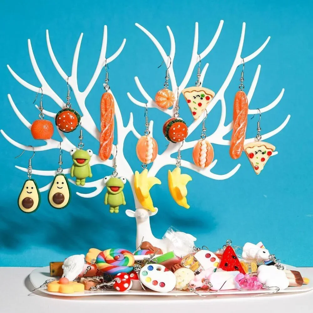 Whimsical 30-Pair Earring Set for Women - Cute Animal, Food & Aesthetic Styles - Picture 5 of 6